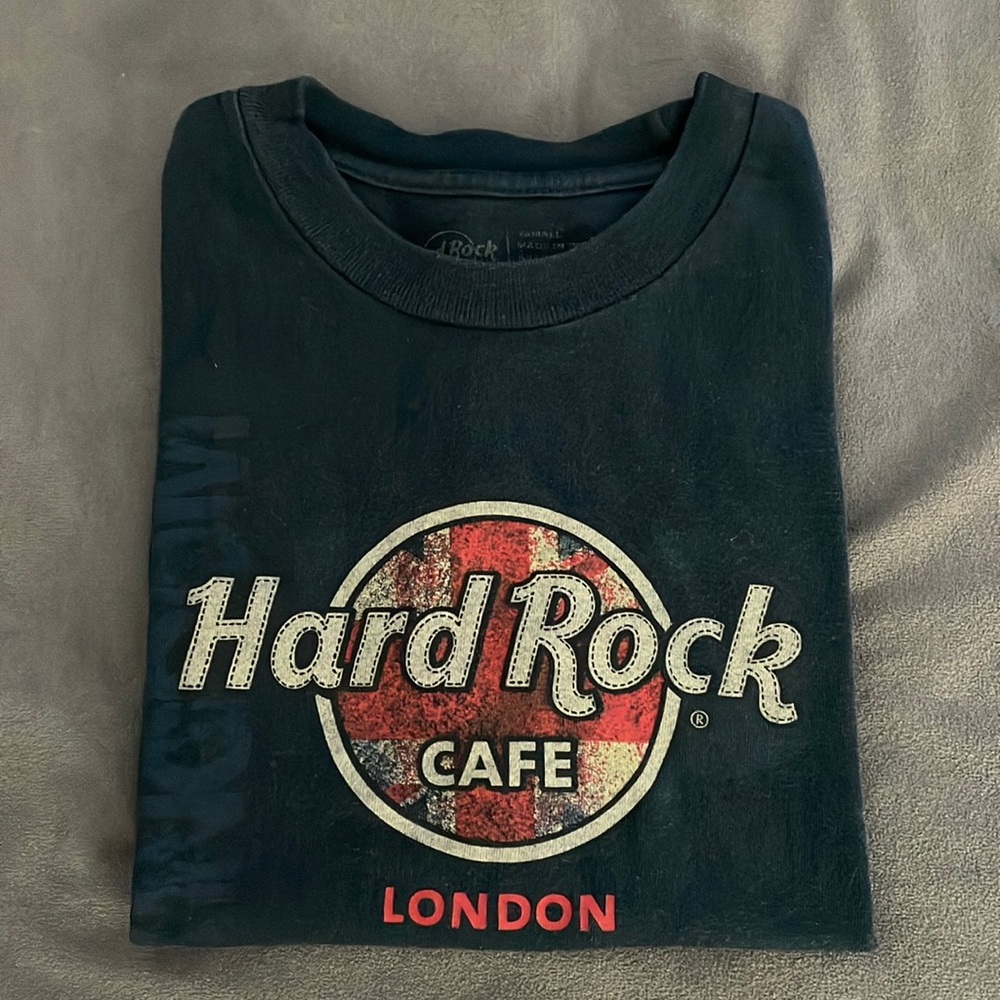 Hard Rock Cafe London Blue Tshirt London for Youth Boys Fit xsmall